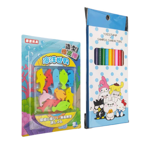 海洋世界橡皮擦&KT12色色鉛筆