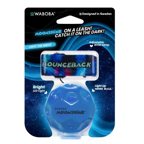 WABOBA 發光手腕月亮迴力球 彈力球 藍色 【球跳動會發自動光】